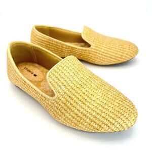 Birdies The Starling Flat Loafer Slip On Shoes Flax Raffia 6 Woven Textured